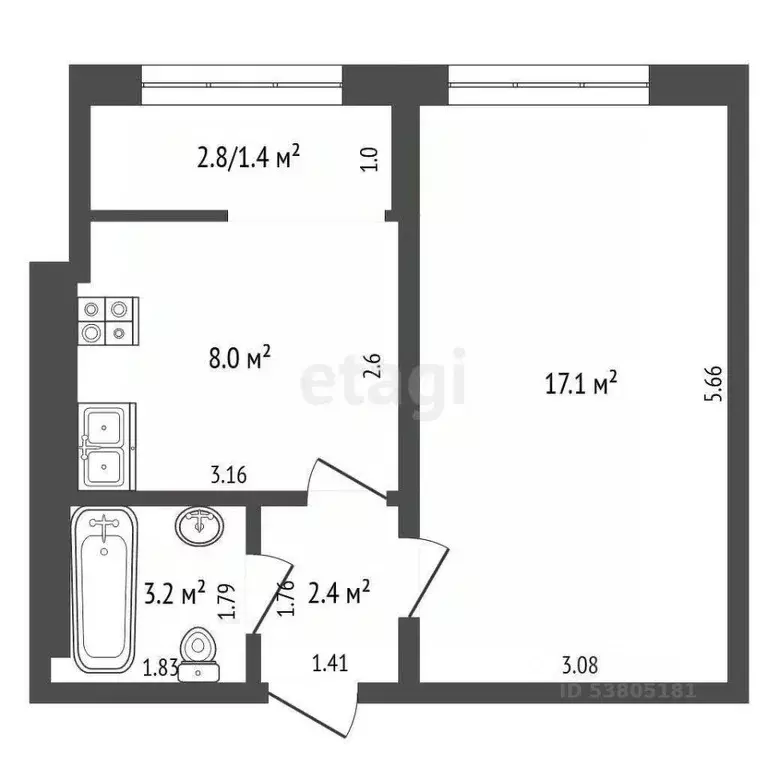 1-к кв. Ростовская область, Батайск ул. Олимпийское кольцо, 36к10 ... - Фото 2