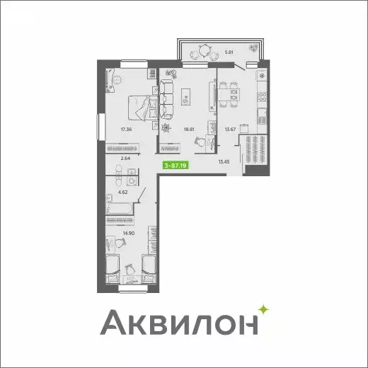 3-комнатная квартира: Архангельск, Северодвинская улица, 25А (87.19 м) - Фото 0