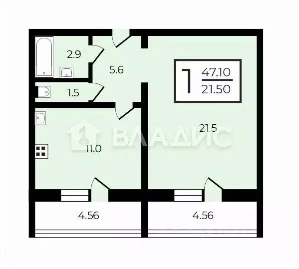 1-к кв. Московская область, Балашиха ул. Евстафьева, 9а (46.0 м) - Фото 2