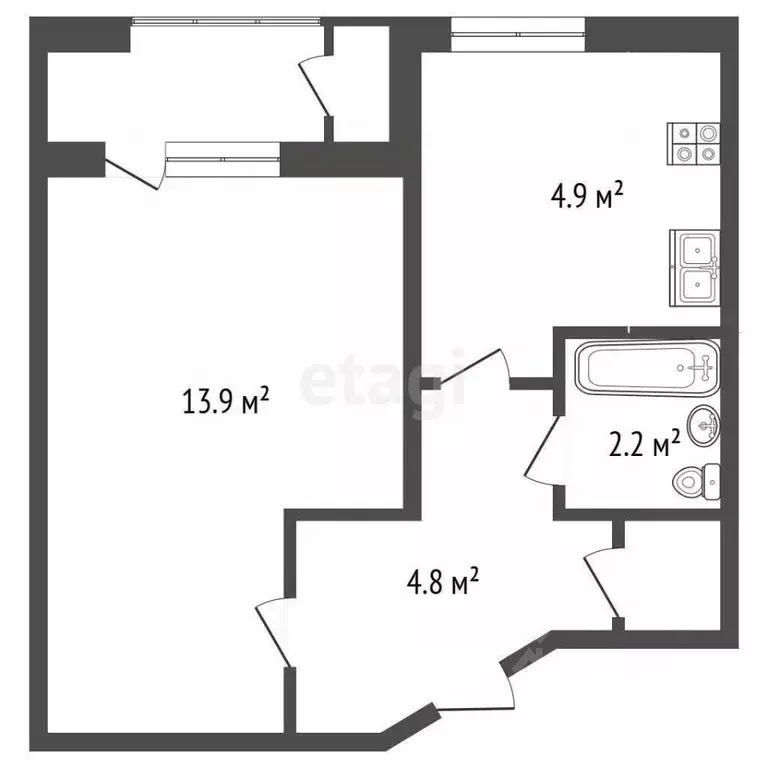 1-к кв. Севастополь, Севастополь, Балаклава г. ул. Воровского, 6 (30.3 ... - Фото 2