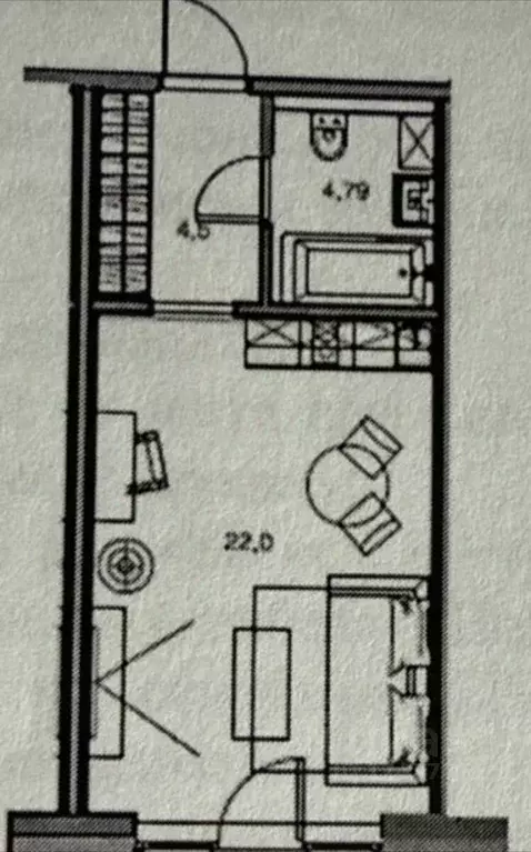 Студия Санкт-Петербург наб. Макарова, 58 (30.0 м) - Фото 2