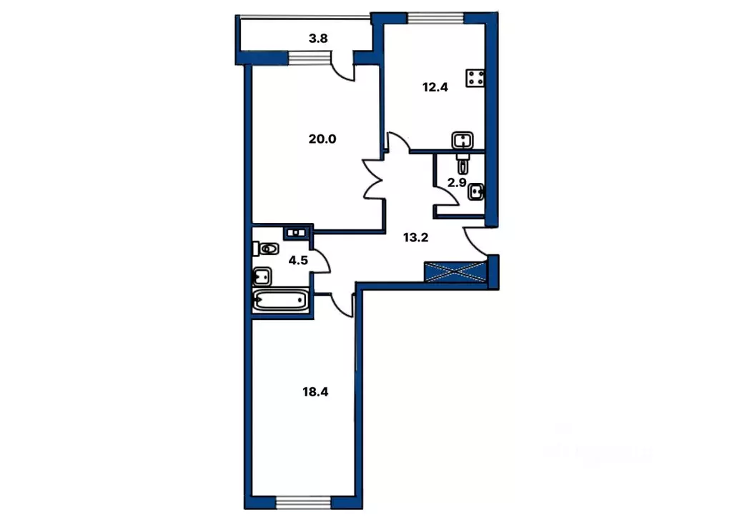 2-к кв. Санкт-Петербург, Санкт-Петербург, Пушкин бул. Анненский, 4к2 ... - Фото 2