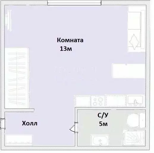 Студия Москва 4-я Новокузьминская ул., 5 (20.6 м) - Фото 2