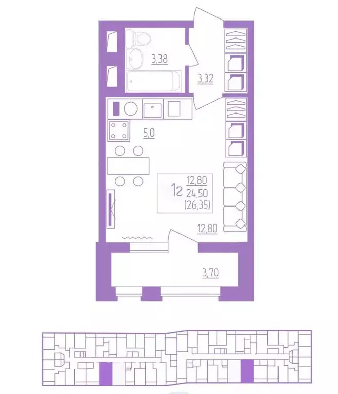 Продаётся квартира-студия, 26.4 м - Фото 0