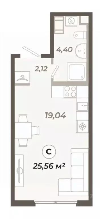 Студия Санкт-Петербург ул. Коли Томчака, 21Д (25.56 м) - Фото 0