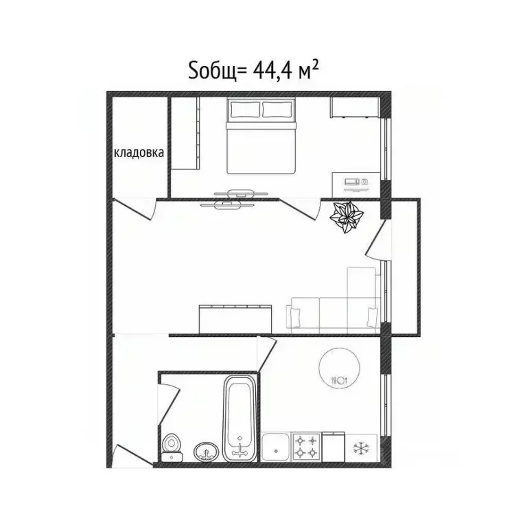 2-к кв. Брянская область, Брянск Литейная ул., 58 (44.4 м) - Фото 2