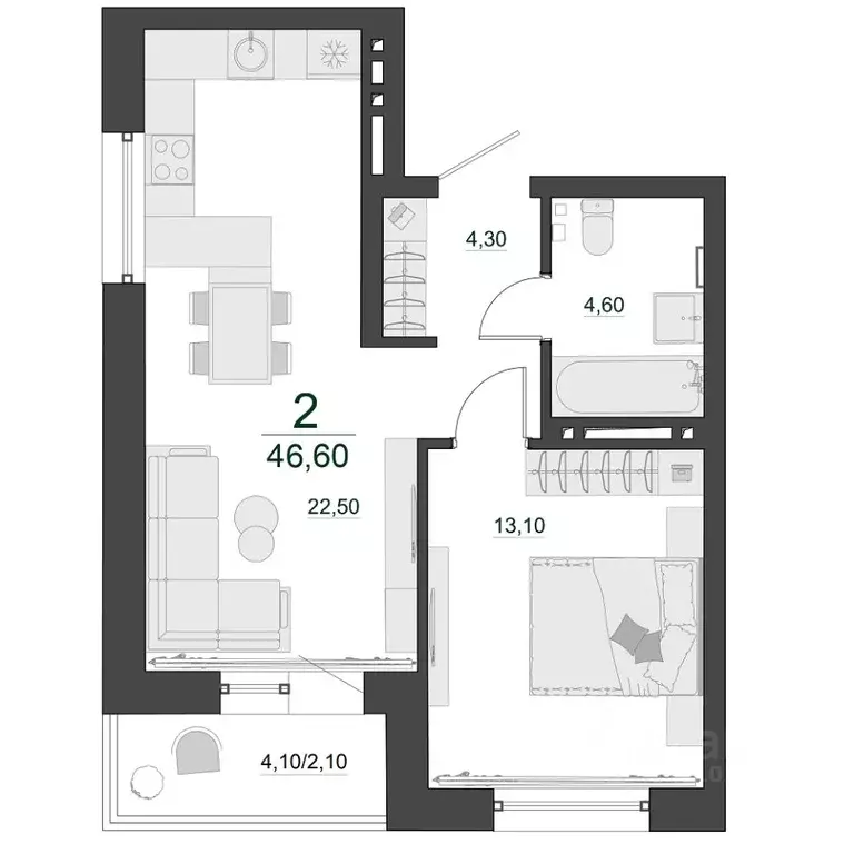 2-к кв. Красноярский край, Красноярск Нанжуль-Солнечный мкр, Фестиваль ... - Фото 1