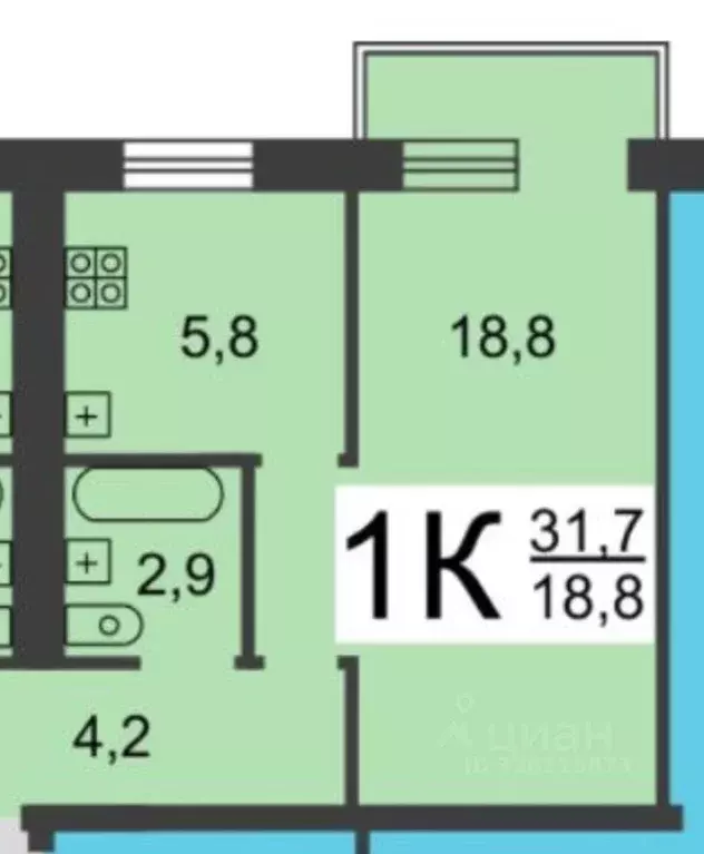 1-к кв. Нижегородская область, Нижний Новгород Ошарская ул., 53 (31.7 ... - Фото 1