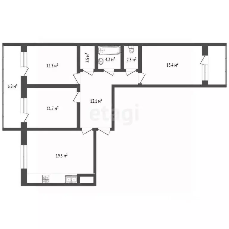 3-к кв. Тюменская область, Тюменский муниципальный округ, д. Дударева ... - Фото 2