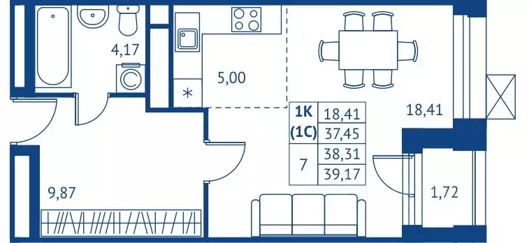 Студия Московская область, Королев Новые Подлипки мкр,  (37.45 м) - Фото 0