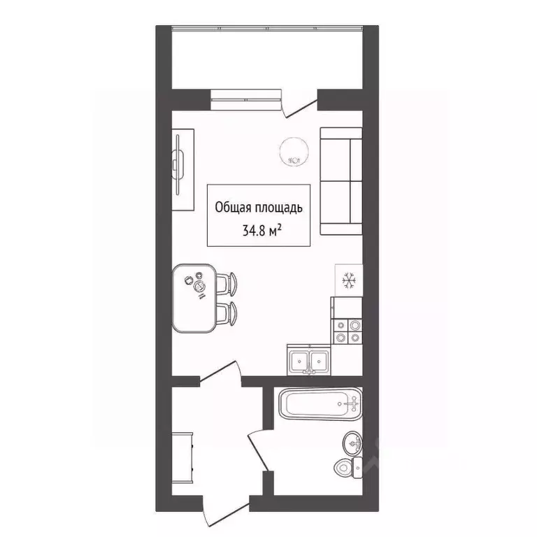 Студия Новосибирская область, Новосибирск Кавалерийская ул., 3/1 (34.8 ... - Фото 2