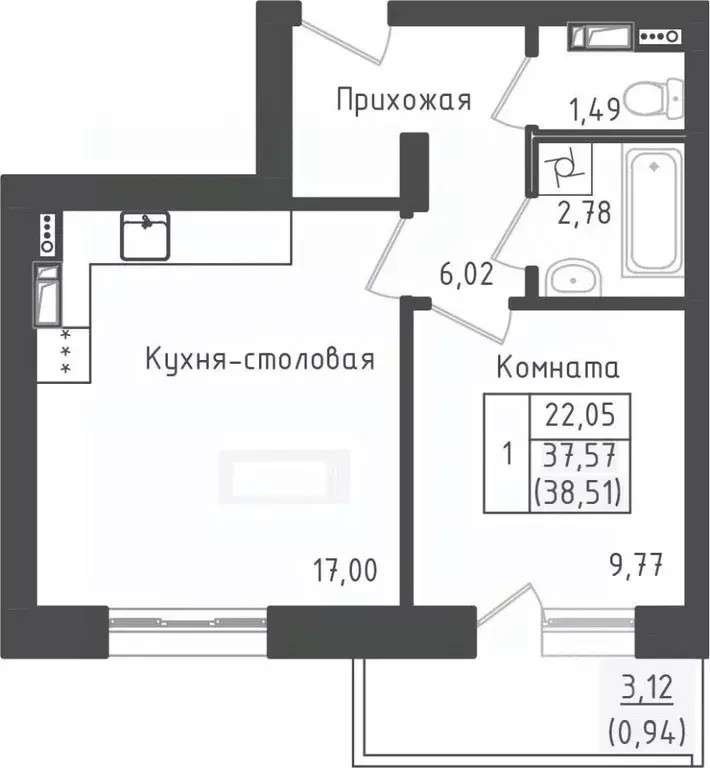1-к кв. Московская область, Дмитровский муниципальный округ, д. Рыбаки ... - Фото 1