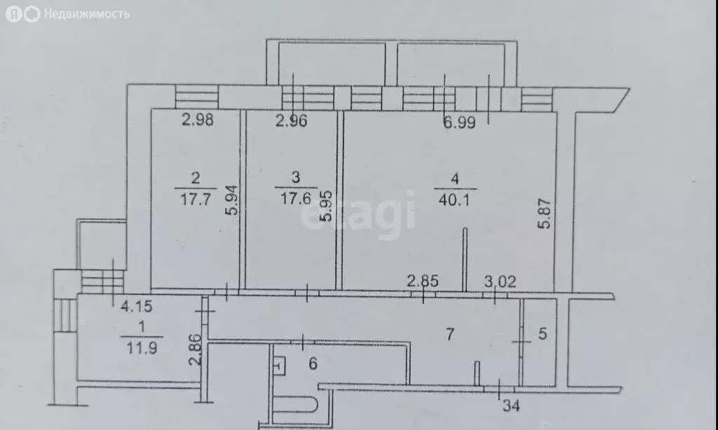 3-комнатная квартира: Томск, проспект Кирова, 32 (60.6 м) - Фото 0