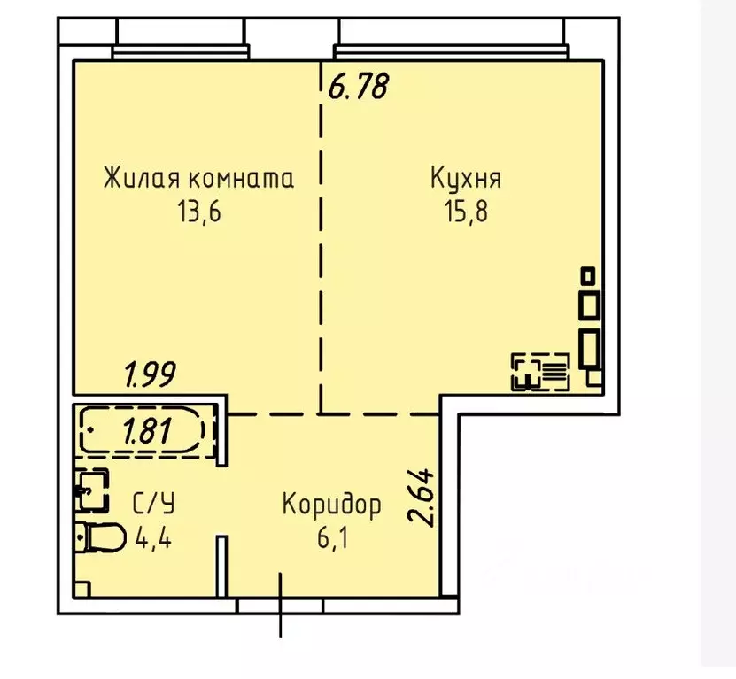 1-к кв. Иркутская область, Иркутск Култукская ул., 16 (39.9 м) - Фото 2