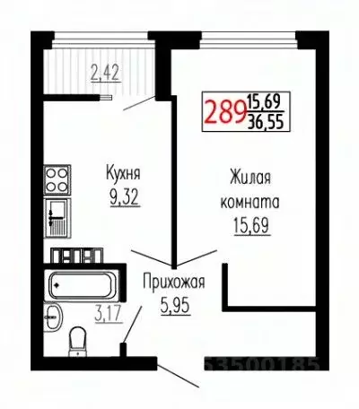 1-к кв. Свердловская область, Екатеринбург ул. Лыжников, 3 (36.6 м) - Фото 1