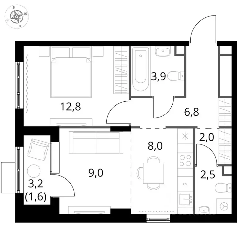 2-к кв. Московская область, Химки Клязьма-Старбеево мкр, Международный ... - Фото 2