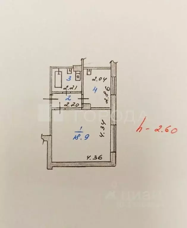 1-к кв. Кемеровская область, Новокузнецк ул. Орджоникидзе, 26 (30.4 м) - Фото 2