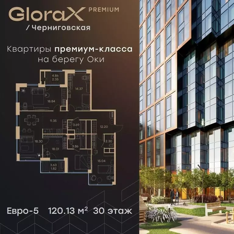 4-к кв. Нижегородская область, Нижний Новгород Глоракс Премиум ... - Фото 0