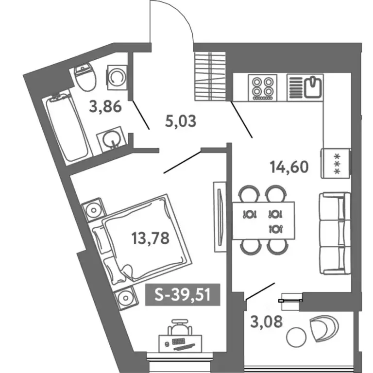 1-к кв. Санкт-Петербург ул. Чирикова, 5 (40.0 м) - Фото 1