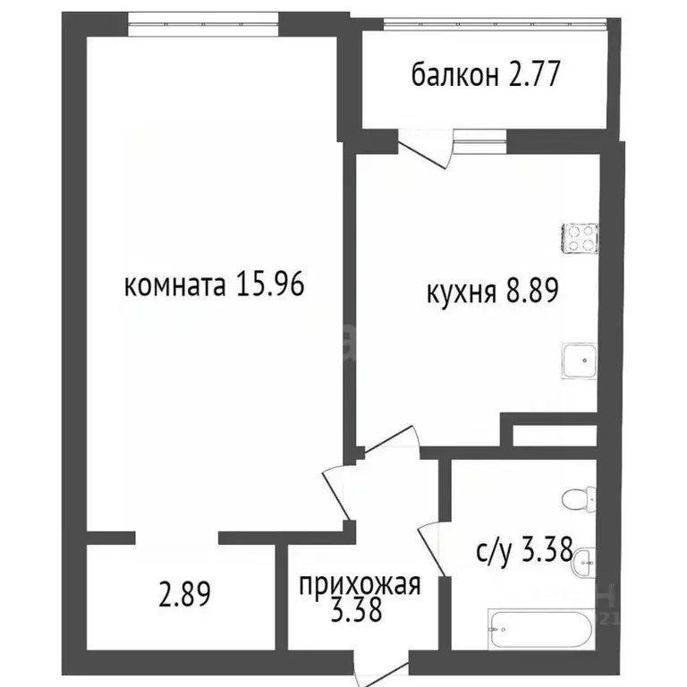 1-к кв. Костромская область, Кострома просп. Мира, 17 (32.0 м) - Фото 1