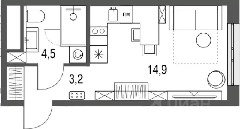 Студия Москва Тагильская ул., 4к1 (22.6 м) - Фото 0