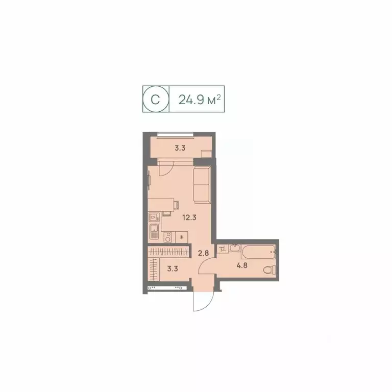 1-к кв. Пермский край, Пермь Трамвайная ул., 27 (24.9 м) - Фото 0