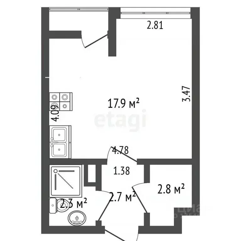 1-к кв. Крым, Ялта ул. Блюхера, 40 (26.1 м) - Фото 2