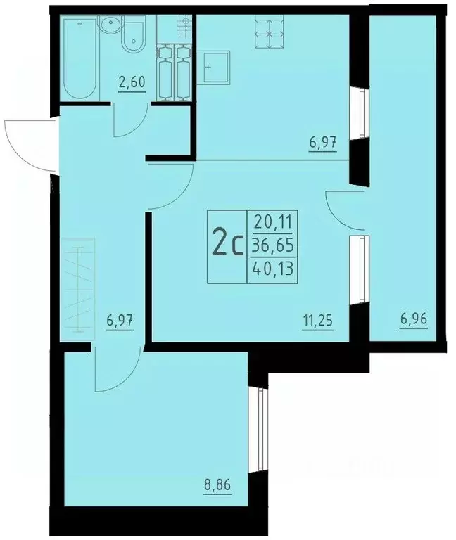 2-к кв. Пермский край, Пермь Домостроительный мкр,  (40.13 м) - Фото 1