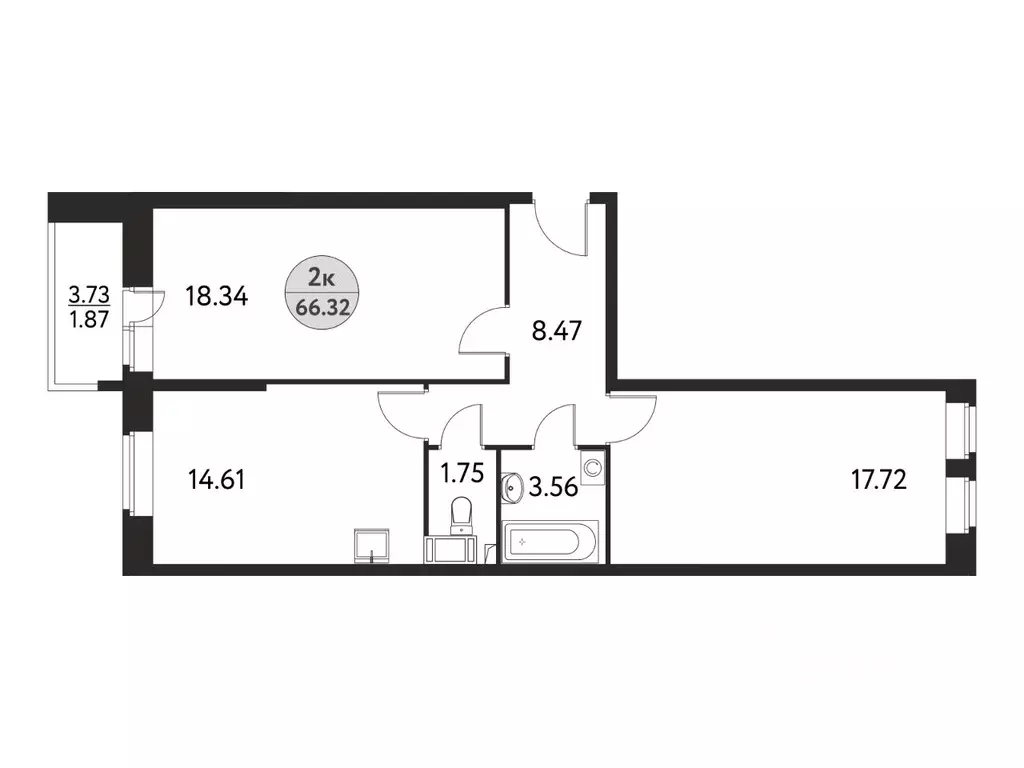 2-к кв. Московская область, Щелково Полевая ул., 4А (66.32 м) - Фото 1