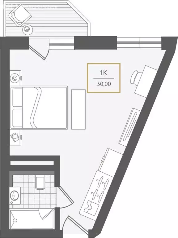 1-комнатная квартира: Сочи, улица Ленина, 280А (30.7 м) - Фото 1