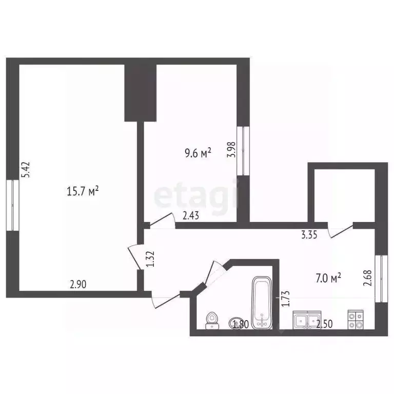 2-к кв. Ростовская область, Ростов-на-Дону Соборный пер., 89 (39.0 м) - Фото 1