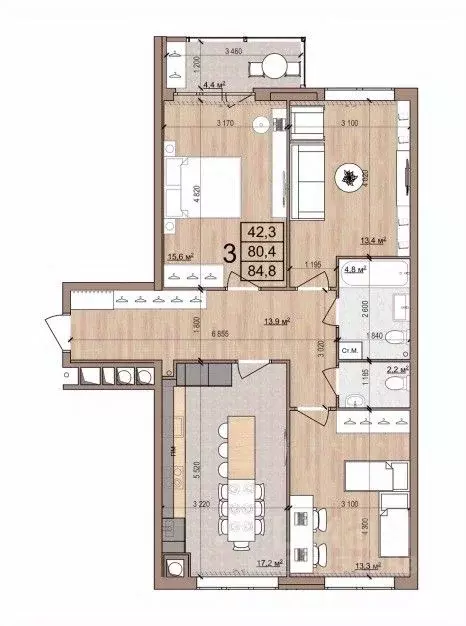 3-к кв. Рязанская область, Рязань Медицинская ул., 3 (84.8 м) - Фото 0