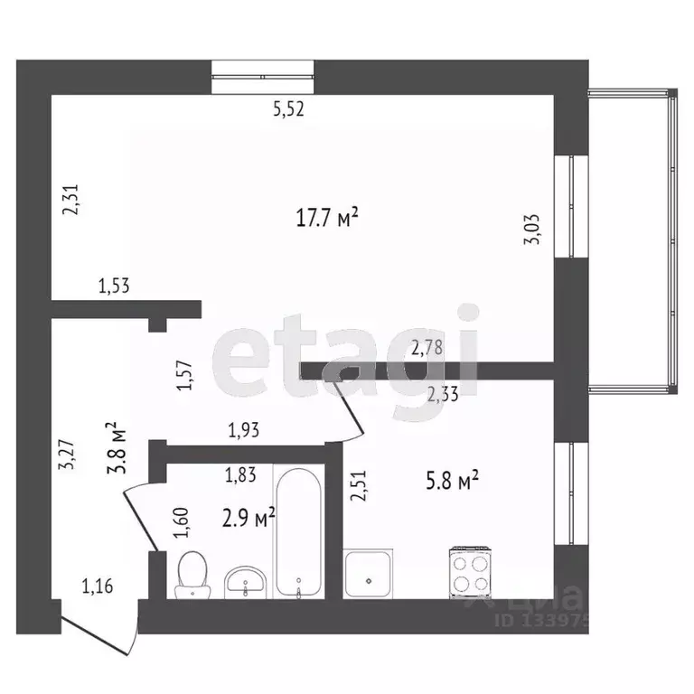1-к кв. Тверская область, Бежецк Садовая ул., 24 (30.6 м) - Фото 1