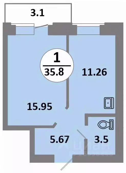1-к кв. Красноярский край, Красноярск Соколовская ул., 52 (35.8 м) - Фото 0