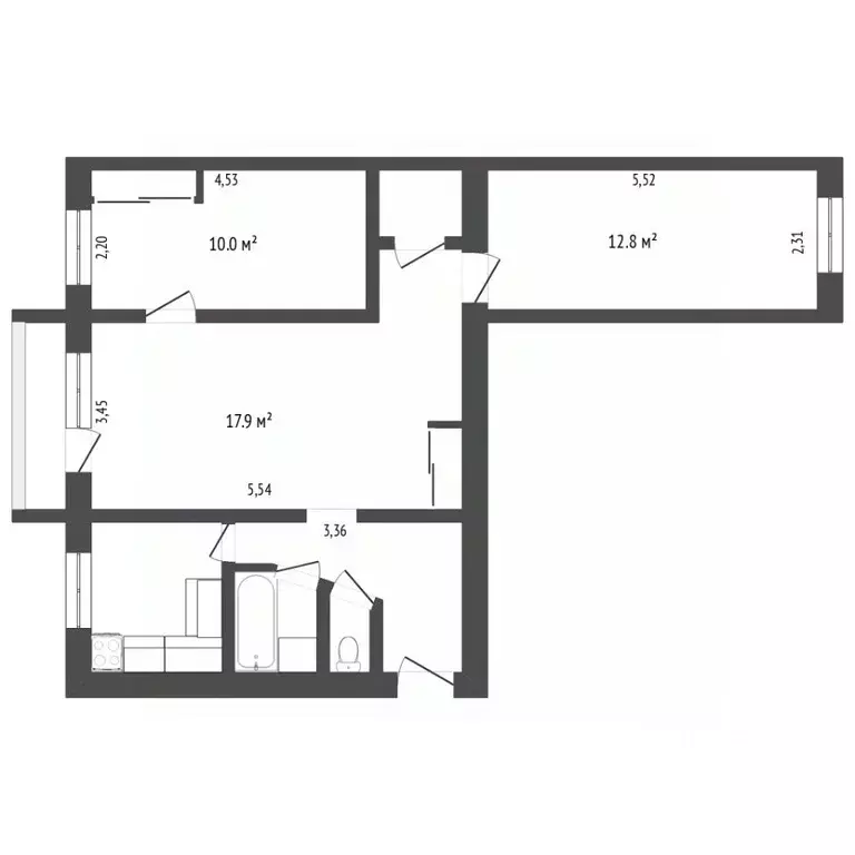 3-к кв. Ставропольский край, Ставрополь ул. Доваторцев, 37/2 (65.0 м) - Фото 1