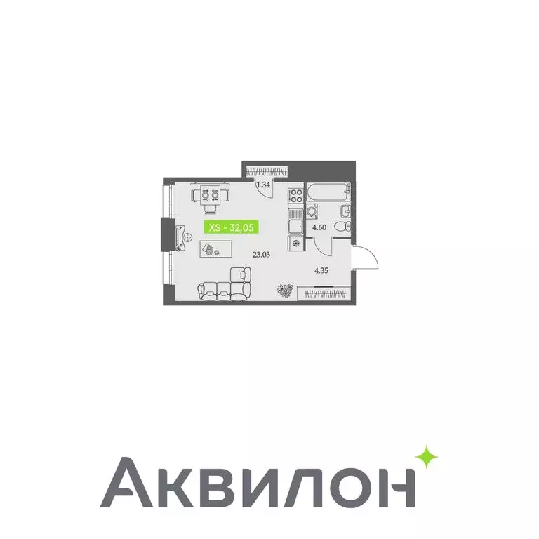 Квартира-студия: Архангельск, Троицкий проспект, 110 (32.05 м) - Фото 0
