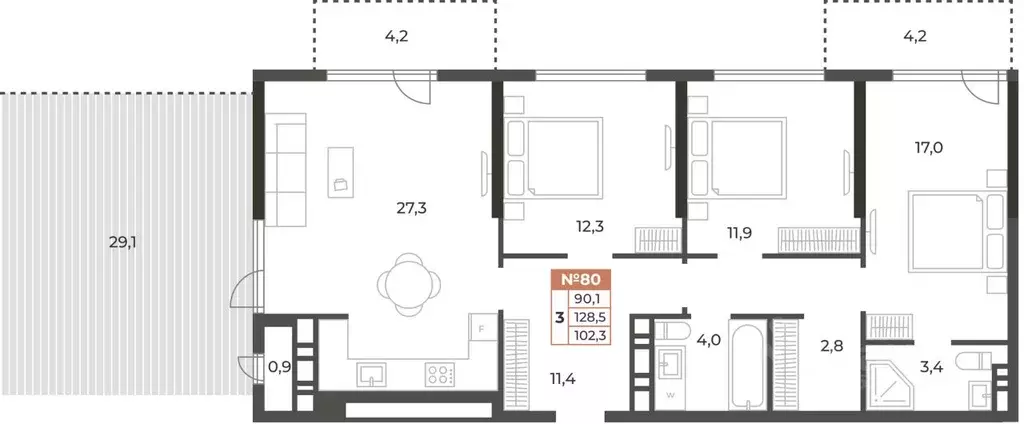 3-к кв. Крым, Симферополь ул. Караимская, 50 (102.3 м) - Фото 0