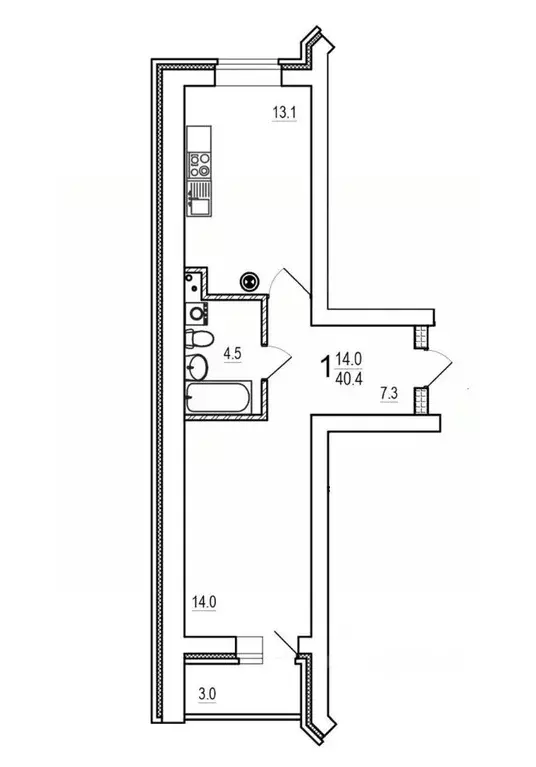 1-к кв. Тверская область, Тверь бул. Гусева, 62 (40.4 м) - Фото 2