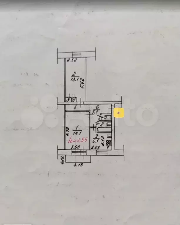 2-к. квартира, 45 м, 2/5 эт. - Фото 0