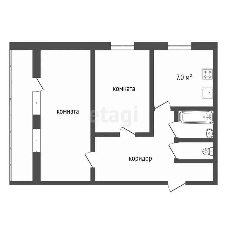 2-комнатная квартира: Ярославль, улица Гагарина, 43 (55 м) - Фото 1