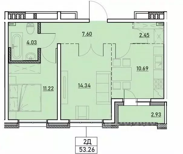 2-к кв. Иркутская область, Иркутск ул. Сибирских Партизан, 1А/1 (53.26 ... - Фото 0