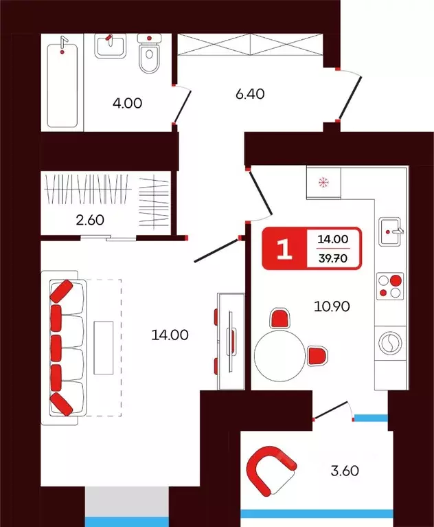 1-к кв. Башкортостан, Туймазы пер. Луначарского, 5 (39.7 м) - Фото 1