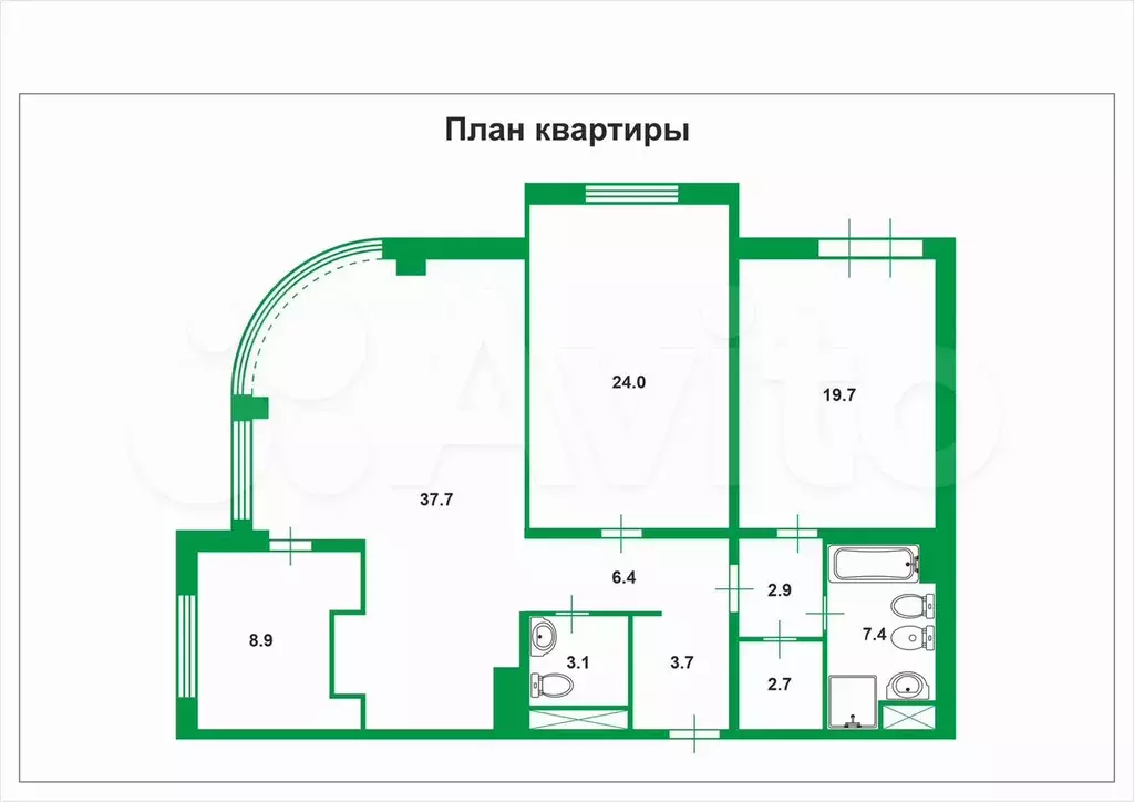 3-к. квартира, 116,5 м, 22/24 эт. - Фото 0