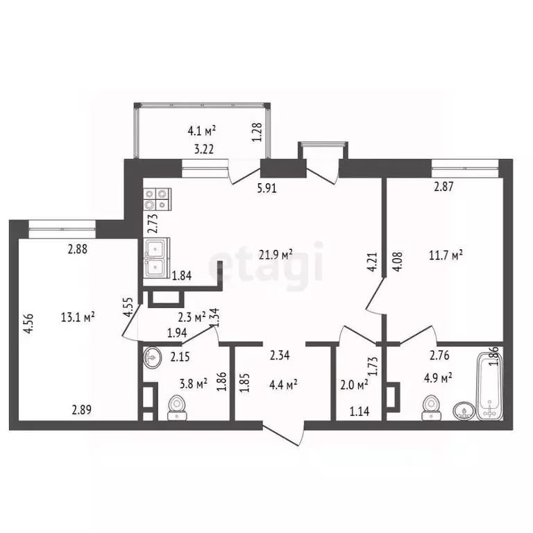 2-к кв. Ленинградская область, Ломоносовский район, Аннинское ... - Фото 2