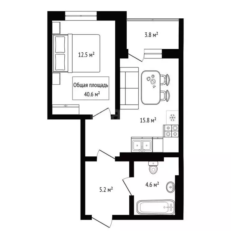 Квартира-студия: Новосибирск, улица Петухова, 170 (40.6 м) - Фото 1