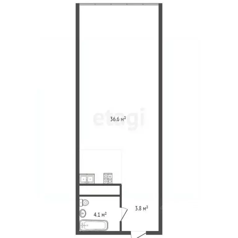 Студия Краснодарский край, Геленджик ул. Мира, 40 (44.5 м) - Фото 1