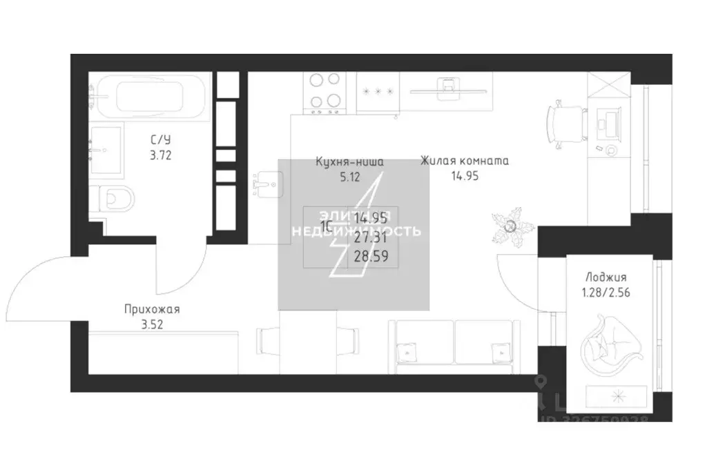 1-к кв. Татарстан, Казань Мой Ритм жилой комплекс, ПК1-2 (29.0 м) - Фото 1