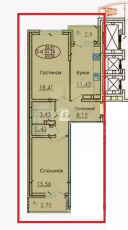 2-к кв. Краснодарский край, Краснодар Российская ул., 79/3к1 (65.01 м) - Фото 1