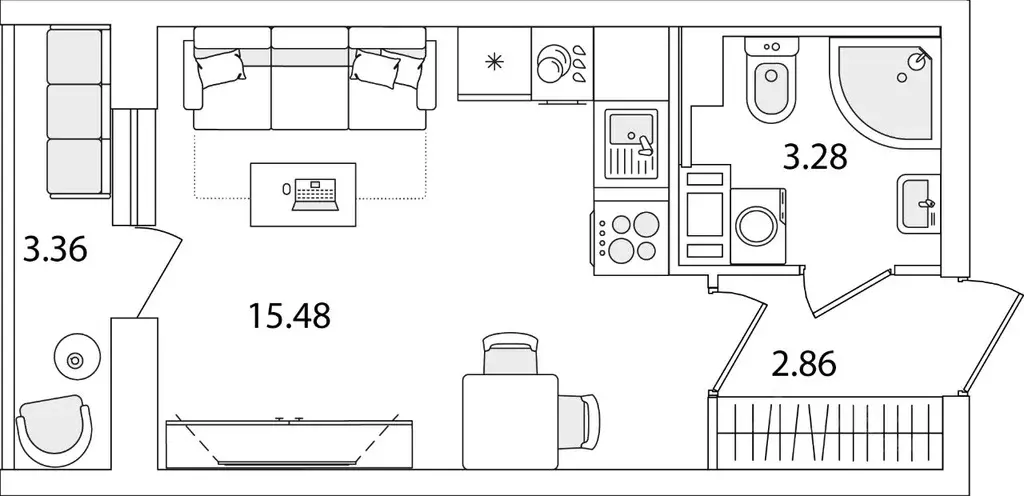 Студия Санкт-Петербург ул. Тамбасова, 5Н (23.25 м) - Фото 0