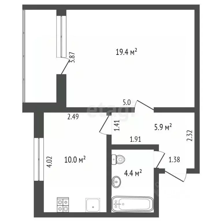 1-к кв. Ямало-Ненецкий АО, Новый Уренгой Тундровая ул., 4 (41.2 м) - Фото 1